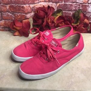 Keds Champion Hot Pink Canvas Sneakers with Sparkly Laces
